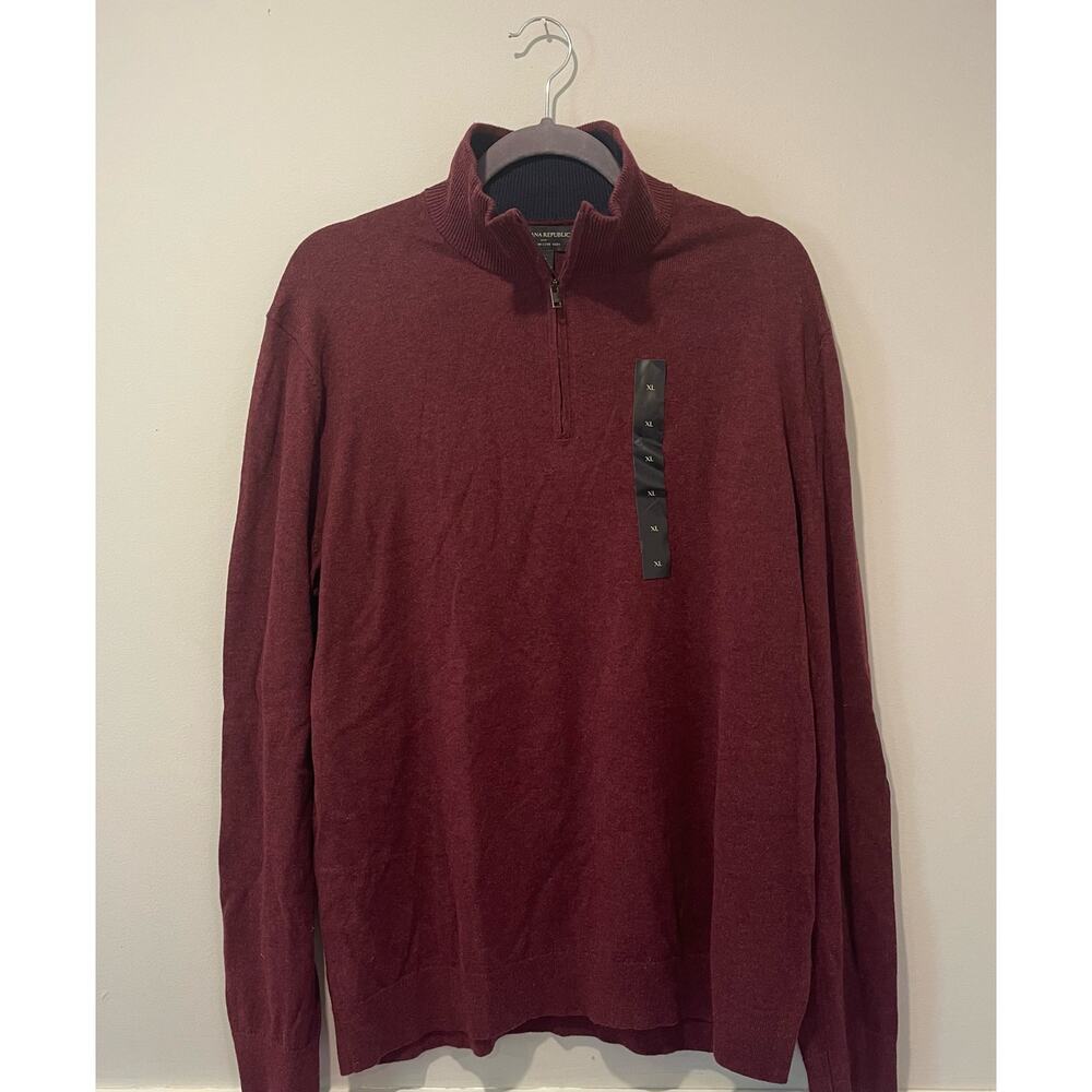 Banana Republic Factory Premium Yarn Burgundy 1/4 Zip Sweater Size‎ XL